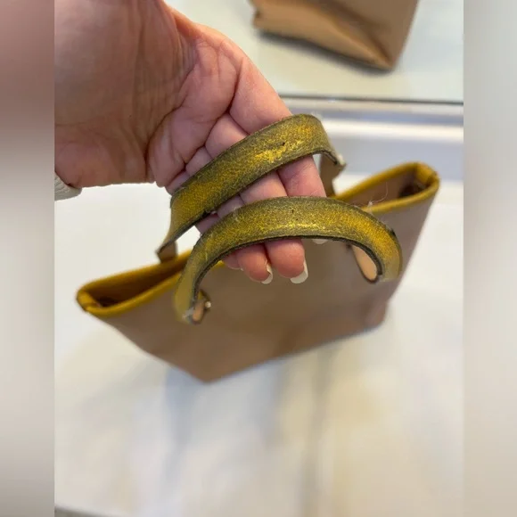 Coach Nude Tote Bag Purse Mustard Yellow Trim Women’s Zipper - Picture 11 of 15